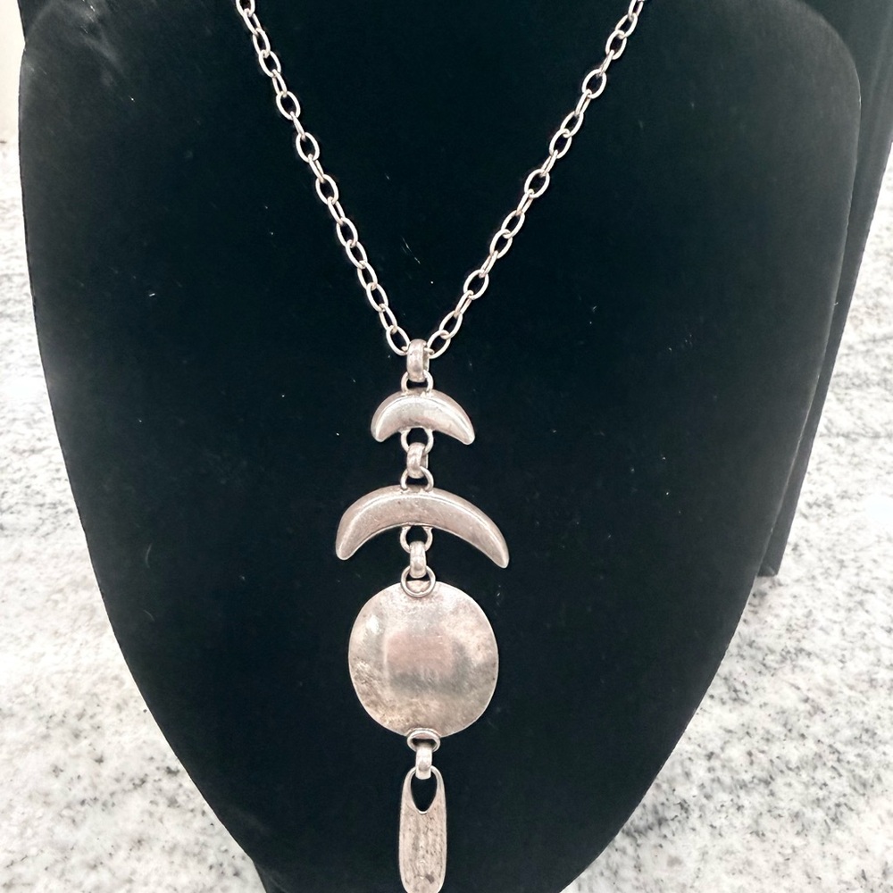 925 Sterling Silver RLM Studios Crescent & Disc Pendant Necklace